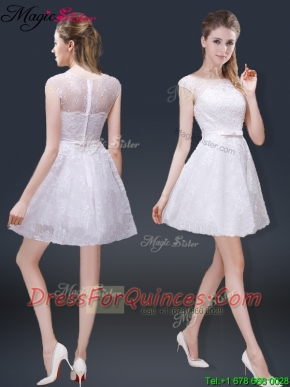 2016 Lovely Cap Sleeves Prom Dresses with with in Lace