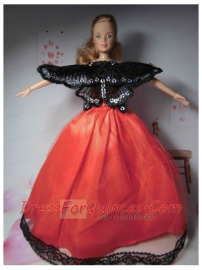 Beautiful Red  Party Clothes Fashion Dress for Noble Barbie Doll
