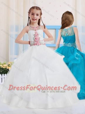 White Ball Gowns Scoop Organza Side Zipper Mini Quinceanera Dress with Beading