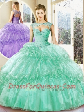 2016 New Styles Turquoise Sweetheart Quinceanera Dresses with Beading