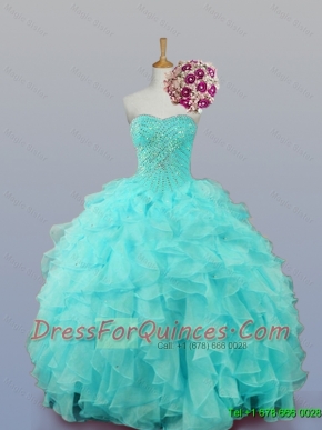 2015 Sweetheart Quinceanera Dresses with Beading and Ruffles