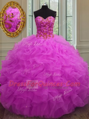 Fashionable Sleeveless Beading and Ruffles Lace Up Quinceanera Dresses