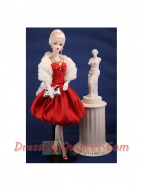 Lovely Red Party Dress With Knee-length For Barbie Doll