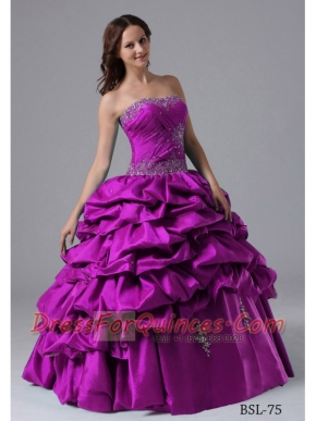 2014 Ball Gown Fuchsia Strapless Cheap Quinceanera Dresses