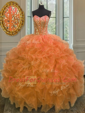 Sleeveless Lace Up Floor Length Beading and Ruffles Quince Ball Gowns