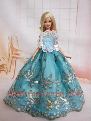 The Most Amazing Blue Dress With Sequins Made to Fit the Barbie Doll