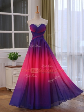 Luxurious Multi-color Sweetheart Lace Up Beading and Ruching Prom Dress Sleeveless