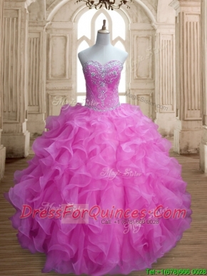 Cheap Lilac Big Puffy Quinceanera Dress with Beading and Ruffles