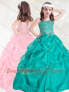 Adorable Straps Really Puffy Little Girl Pageant Dress with Beading and Pick Ups