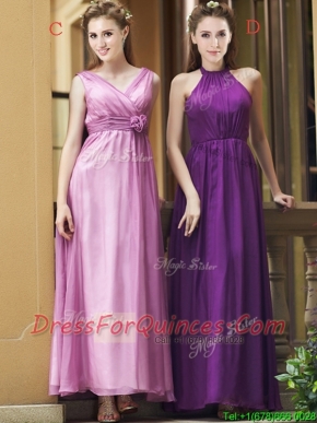 Exclusive Empire Chiffon Ankle Length Dama Dresses with Ruching