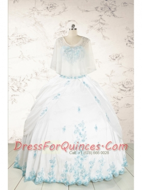 Appliques Pretty Quinceanera Dresses in White for 2015