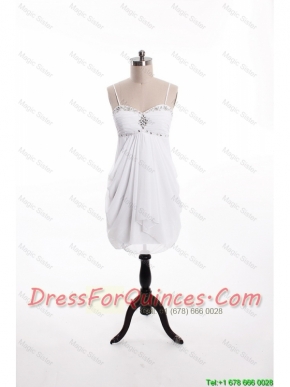 Cheap 2016 New Style Beading Short White Prom Dresses for Holiday