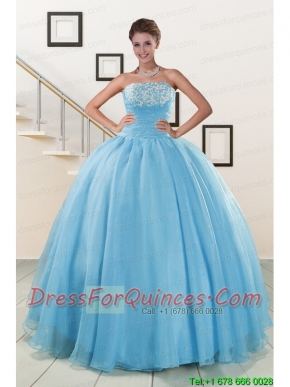 Aqua Blue Super Hot Puffy Sweet 16 Dresses for 2015