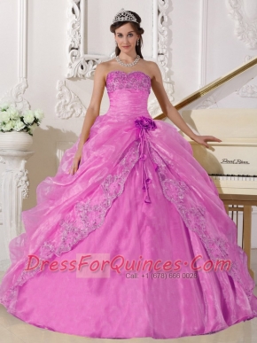 Ball Gown Strapless Embroidery with Beadings Hand Made Flower Best Quinceanera Dresses