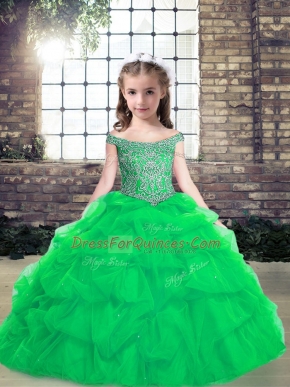 Amazing Ball Gowns Pageant Gowns For Girls Turquoise Off The Shoulder Organza Sleeveless Floor Length Lace Up