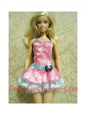 Pretty Bow Short Pink Barbie Doll Dress
