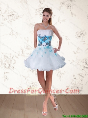 2015 Strapless Multi Color Prom Dress with Embroidery and Beading