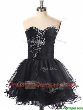2016 Best Selling Beaded Black Prom Dress in Organza