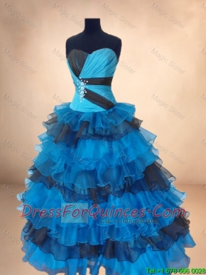 Discount Beaded Multi Color Quinceanera Gowns with Ruffled Layers