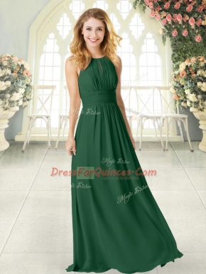 Delicate Green Sleeveless Chiffon Zipper Prom Dress for Prom and Party