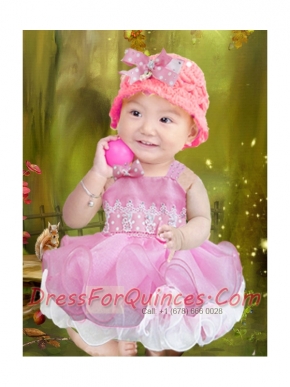 Fashionable Ball Gown Straps Pink Little Girl Dresses With Appliques Bowknot