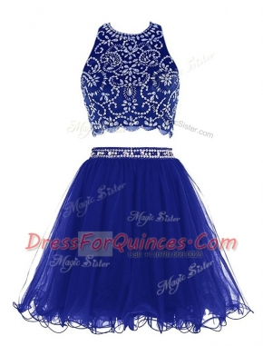 Dazzling Scoop Sleeveless Beading Criss Cross Prom Dress