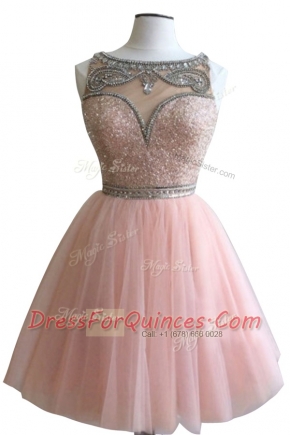 Nice Sleeveless Side Zipper Mini Length Beading Evening Dress
