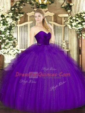 Sleeveless Zipper Floor Length Ruffles Quinceanera Gown