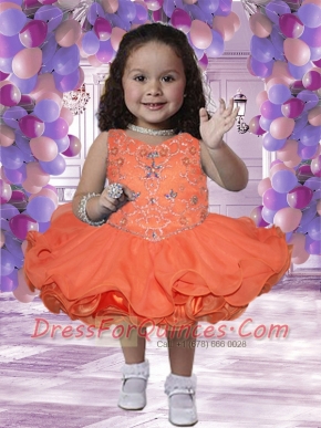 2014 Pretty V-neck Short Little Girl Dresses with Beading