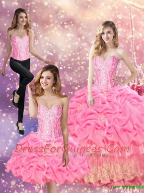 Beautiful 2015 Beaded Custom Made Quinceanera Dresses with Appliques and Pick Ups