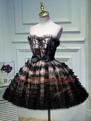 Discount Mini Length A-line Sleeveless Black Evening Dress Backless