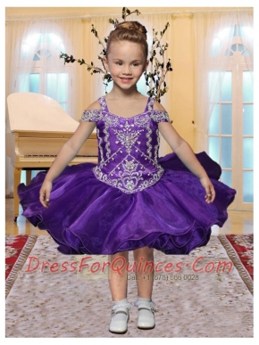 Sweet Ball Gown Straps Short Flower Girl Dresses in Purple