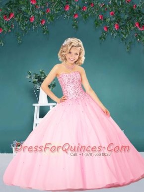 2014 The Super Hot Baby Pink Little Girl Pageant Dress with Beading