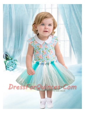 Nice Princess Scoop Knee-length Little Girl Dresses in Multi-color