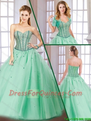 Latest Beading Lace Up Quinceanera Gowns with Sweetheart for 2016