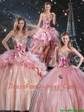 Affordable Ball Gown Beaded Detachable Sweet 16 Dresses with Belt