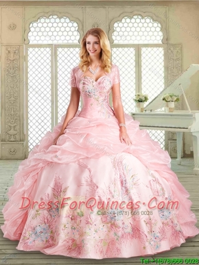 Perfect Sweetheart Quinceanera Gowns  with Appliques and Pick Ups