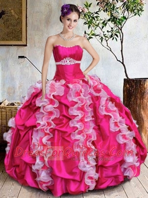 Exquisite Hot Pink Quinceanera Dresses with Ruffled Layers and Beading for 2015