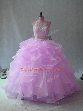 Sleeveless Backless Floor Length Beading and Ruffles Quinceanera Dress
