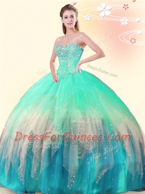 Multi-color Sleeveless Beading Floor Length 15th Birthday Dress