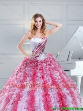 Cute Multi Color Strapless Quinceanera Dresses with Beading and Ruffles for 2015