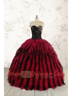 Luxurious Sweetheart Beading Quinceanera Dresses in Red and Black
