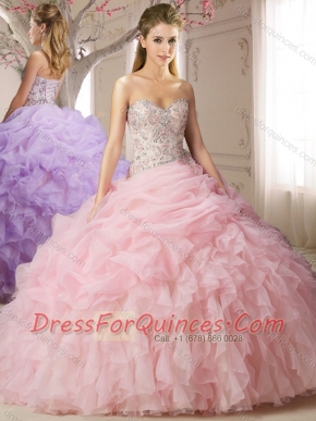Elegant Beaded and Bubble Sweep Train Discount Quinceanera Dresses in Lavender
