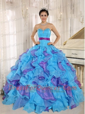 Quinceanera Dress Stylish Multi-color Sweetheart Ruffles With Appliques