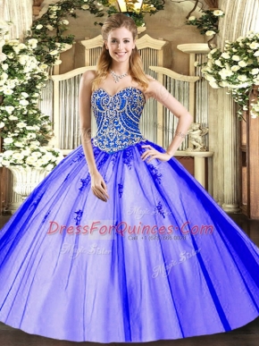 Sleeveless Lace Up Floor Length Beading and Appliques Sweet 16 Dress