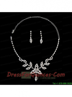 Lovely Alloy With Rhinestone Women's Jewelry Set Including Necklace And Earrings