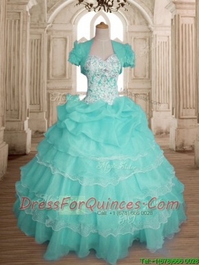 Comfortable Beaded and Ruffled Layers Sweet 16 Dress in Organza