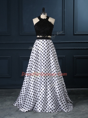 White And Black Sleeveless Printed Zipper for Prom and Party and Military Ball