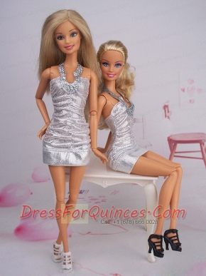 Sexy Fashion Halter Party Dress With Sequin Dress For Barbie Doll