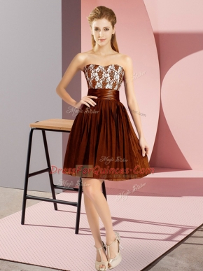 Smart Sweetheart Sleeveless Zipper Evening Dress Brown Chiffon
